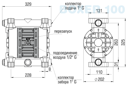Внешние размеры насоса Boxer 100