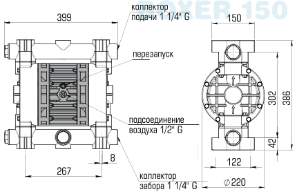 Размеры насоса Boxer 150