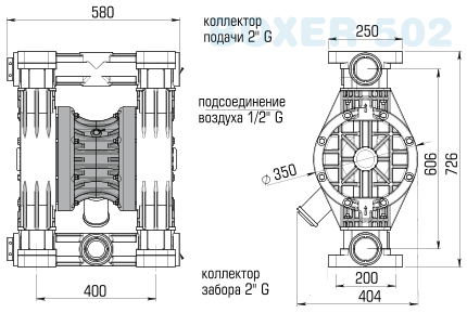 Размеры мембранного насоса Boxer 502